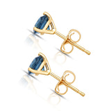 14K White or Yellow Gold London Blue Topaz Stud Earrings (5 MM; Round; Martini)