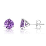 14K White or Yellow Gold Amethyst Stud Earrings (6 MM; Round; Martini)