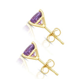 14K White or Yellow Gold Amethyst Stud Earrings (6 MM; Round; Martini)