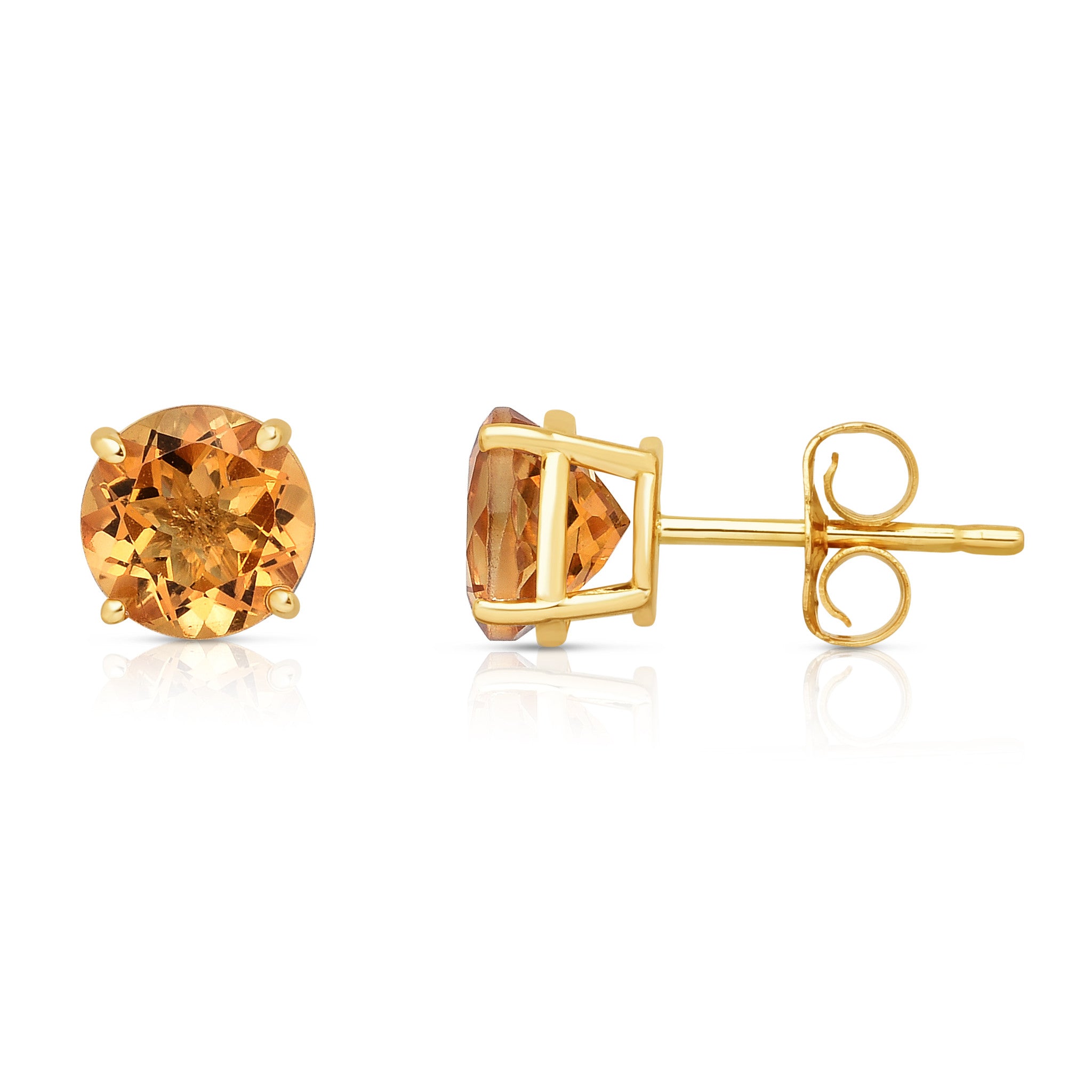 6MM Round Citrine Stud Earrings in 14K Yellow Gold