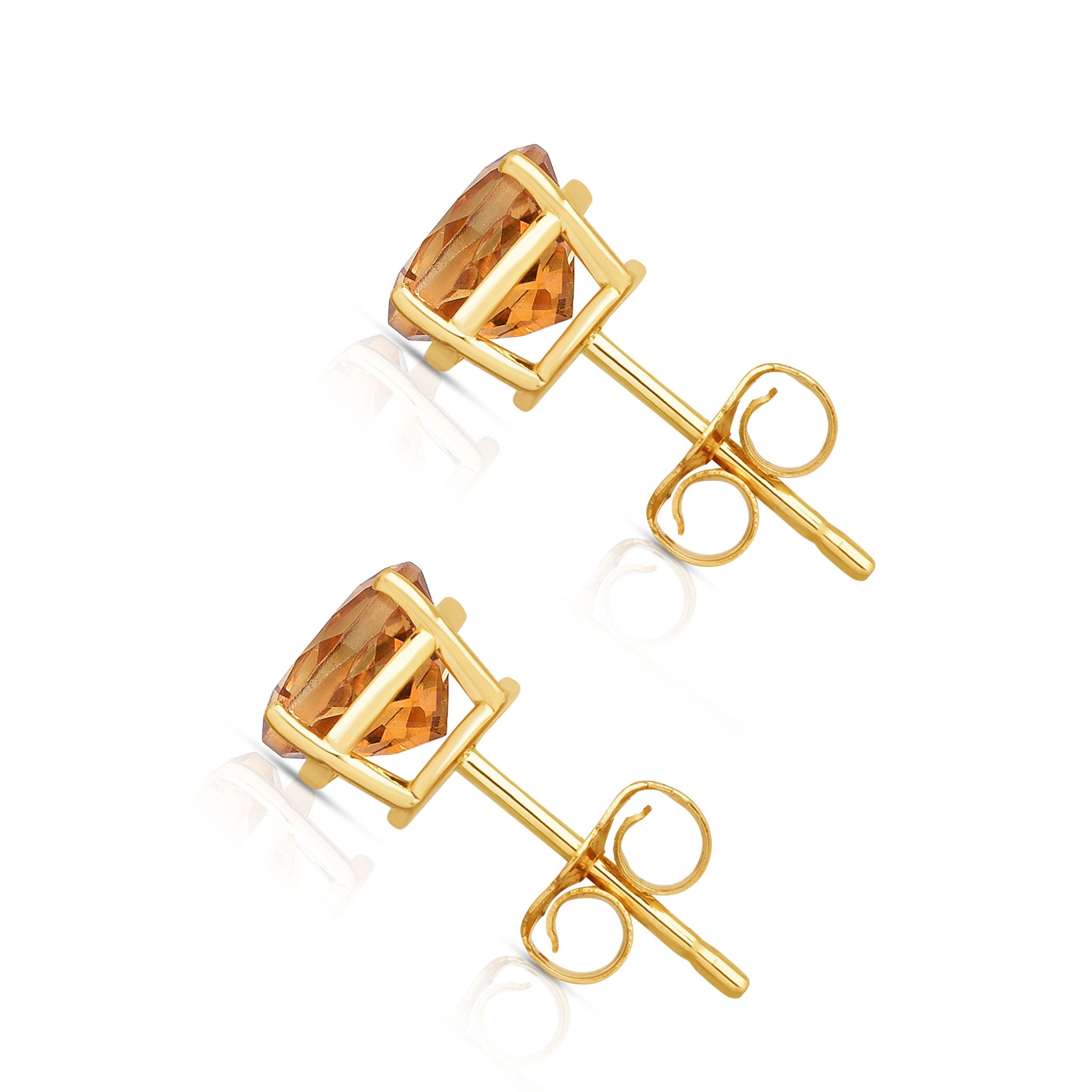 6MM Round Citrine Stud Earrings in 14K Yellow Gold