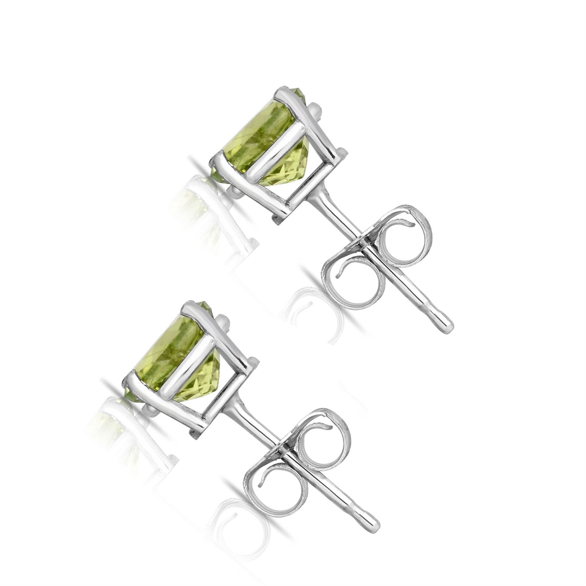 6MM Round Peridot Stud Earrings in 14K White Gold